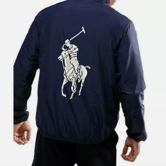 POLO RALPH LAUREN PERFORMANCE FULL ZIP WINDBREAKER JACKET BLACK MENS SIZE M